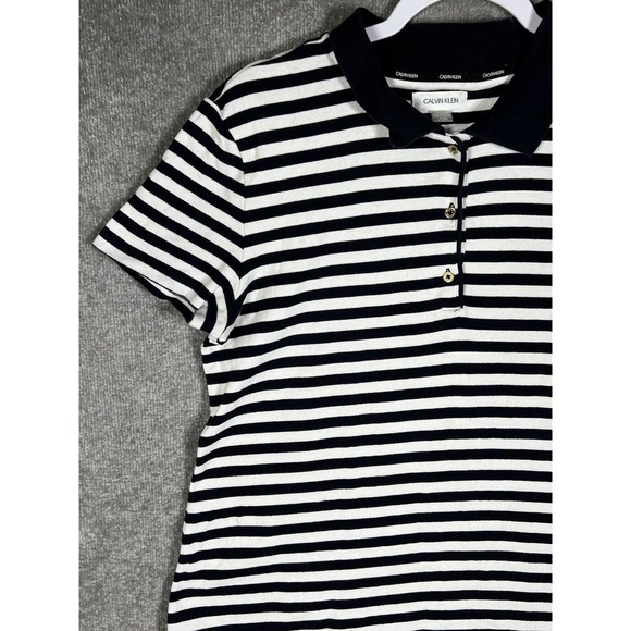 Calvin Klein‎ CK Striped Polo Shirt Dress Womens Size Large Blue White Pink - Picture 6 of 15